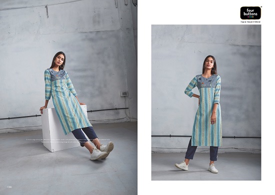 Four Buttons Silver vol 5 kurtis with pants wholesale catalog. Four Buttons presents latest summer spring collection 2020 silver vol 5 kurti with pants in wholesale.