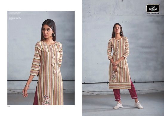 Four Buttons Silver vol 5 kurtis with pants wholesale catalog. Four Buttons presents latest summer spring collection 2020 silver vol 5 kurti with pants in wholesale.