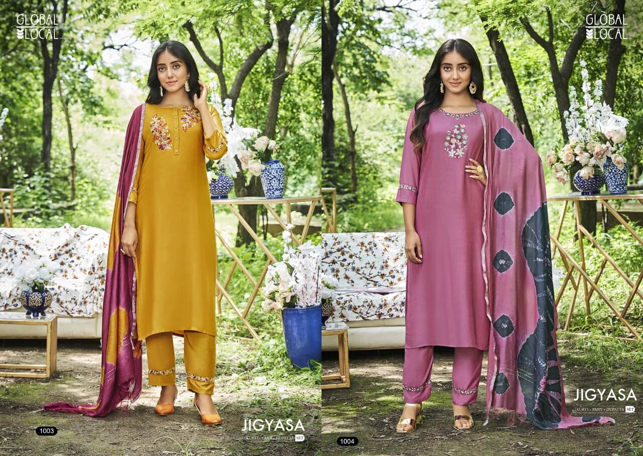 Global Local Jigyasa Kurtis With Pant and Dupatta Catalog, Buy Global Local Jigyasa Kurtis with Pant and Dupatta Full Catalog at Wholesale Rate Online