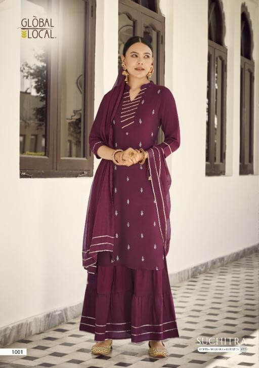 Global Local Suchitra Top Sharara and Dupatta Set Wholesale Catalog, Buy Full Catalog of Global Local Suchitra Readymade Dress Wholesale Catalog