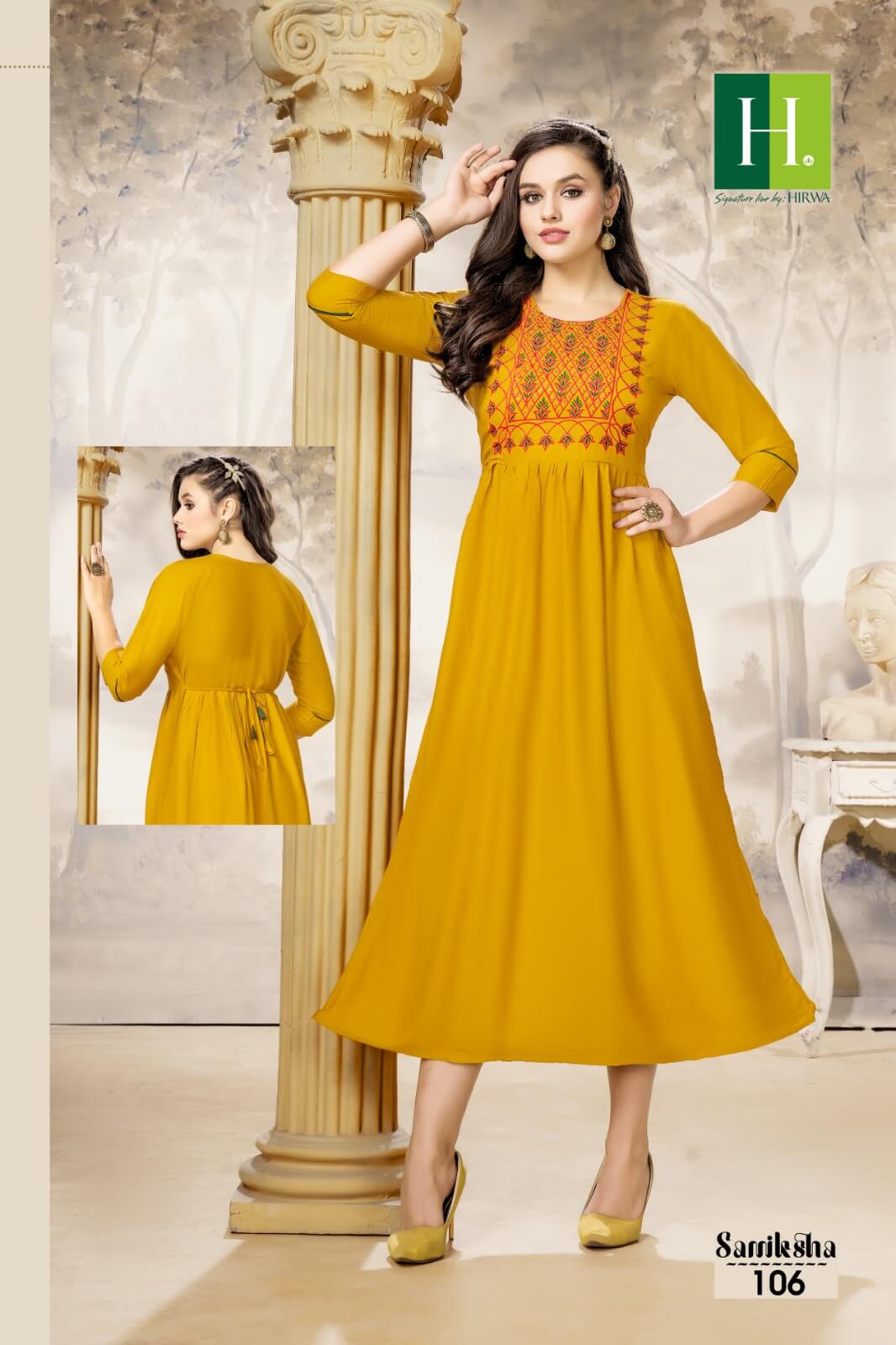 Hirwa Samiksha Gown Style Kurtis Catalog in Wholesale Price, Buy Hirwa Samiksha Gown Style Kurtis Full Catalog in Wholesale Price Online From Aarvee Creation
