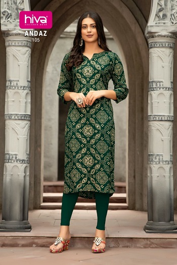 Order Hiva Andaz Rayon Wholesale Kurti Collection, Readymade Full Catalog Available at Wholesale Price Online