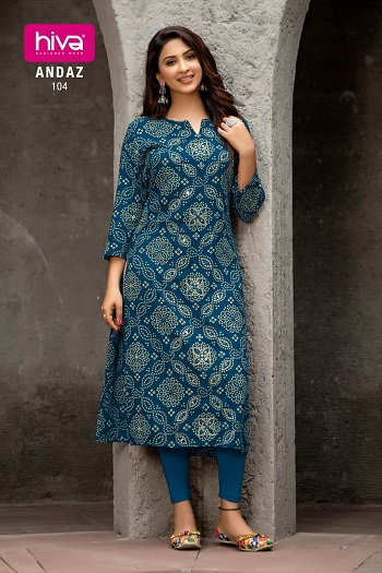 Order Hiva Andaz Rayon Wholesale Kurti Collection, Readymade Full Catalog Available at Wholesale Price Online