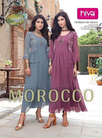 hiva Morocco Georgeette Wholesale Kurtis Collection. Buy Morocco Kurtis Full Catalog at wholesale Price online