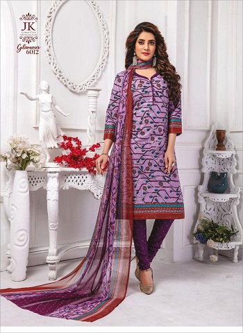 Glamour Vol 6 Cotton Printed Dress Materials by JK Cotton Club. Buy Cotton Dress Materials with Chiffon Dupatta in wholesale rate for reselling.