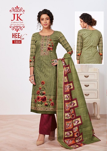 Jk Cotton Heena Volume 18 Cotton Printed Dress materials in Wholesale, purchase Cotton Print Women Dress at bulk Price 