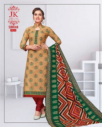 JK Simran Cotton Printed Dress Materials Wholesale Catalogue. Purchase Cotton Dress Materials in bulk at wholesale price online from Gujarat Textile Market