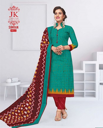 JK Simran Cotton Printed Dress Materials Wholesale Catalogue. Purchase Cotton Dress Materials in bulk at wholesale price online from Gujarat Textile Market