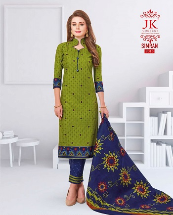 JK Simran Cotton Printed Dress Materials Wholesale Catalogue. Purchase Cotton Dress Materials in bulk at wholesale price online from Gujarat Textile Market