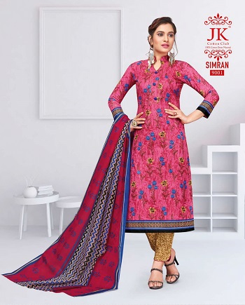 JK Simran Cotton Printed Dress Materials Wholesale Catalogue. Purchase Cotton Dress Materials in bulk at wholesale price online from Gujarat Textile Market