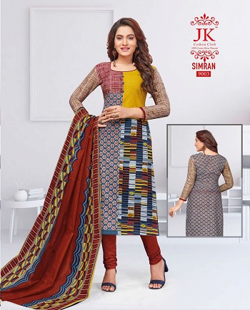 JK Simran Cotton Printed Dress Materials Wholesale Catalogue. Purchase Cotton Dress Materials in bulk at wholesale price online from Gujarat Textile Market