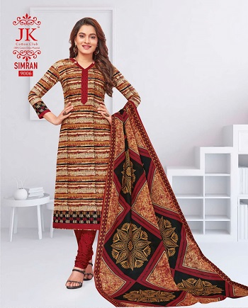 JK Simran Cotton Printed Dress Materials Wholesale Catalogue. Purchase Cotton Dress Materials in bulk at wholesale price online from Gujarat Textile Market