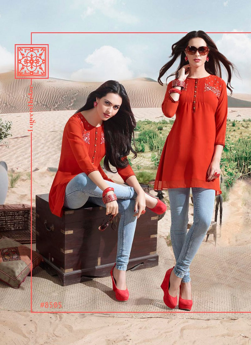 NEW STYLE BEAUTIFUL EMBROIDERED WORK WITH FANCY GEORGETTE FABRIC KURTIS