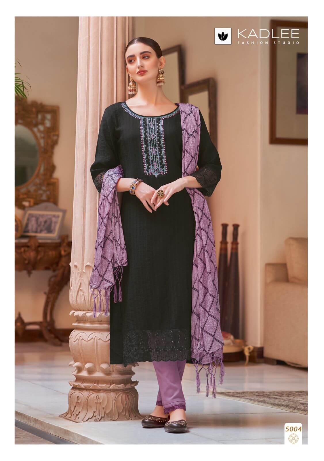 Viscose Weaving Top, Cotton Lycra Bottom & Chinon Bandhani Dupatta