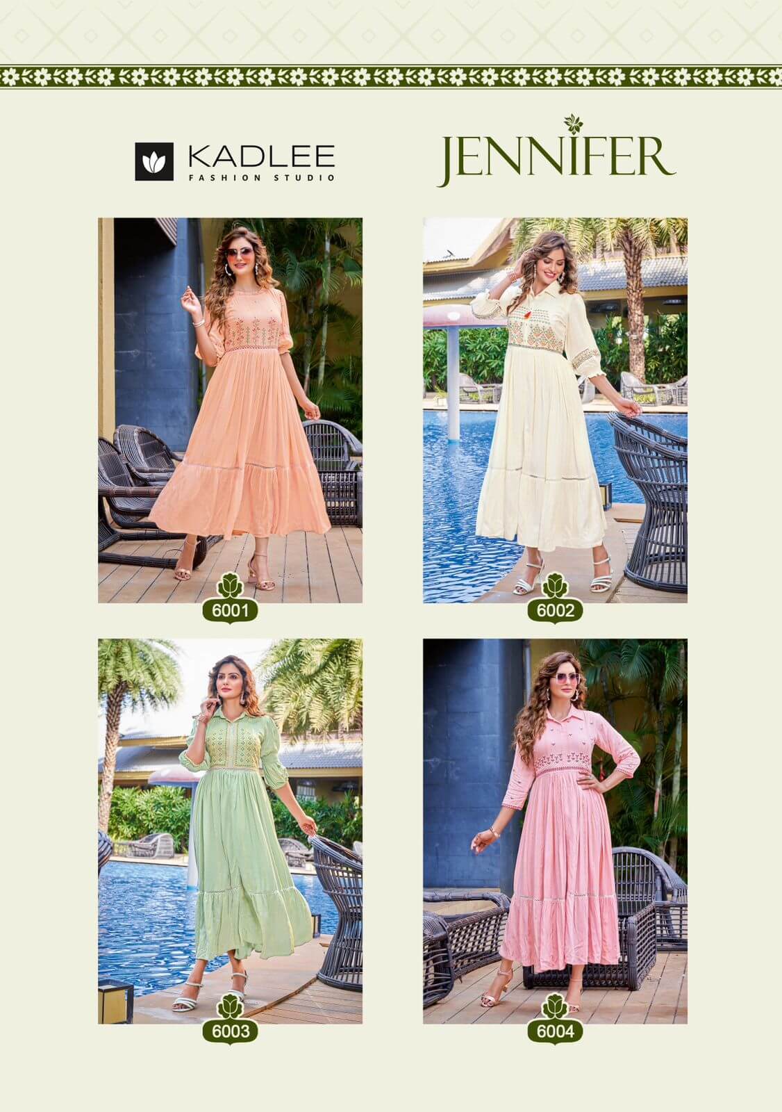 Kadlee Jennifer Rayon Wrinkle Fabric Gown Kurti Catalog, Buy Kadlee Jennifer Rayon Wrinkle Fabric Gown Kurtis Full Catalog at Wholesale Price Online