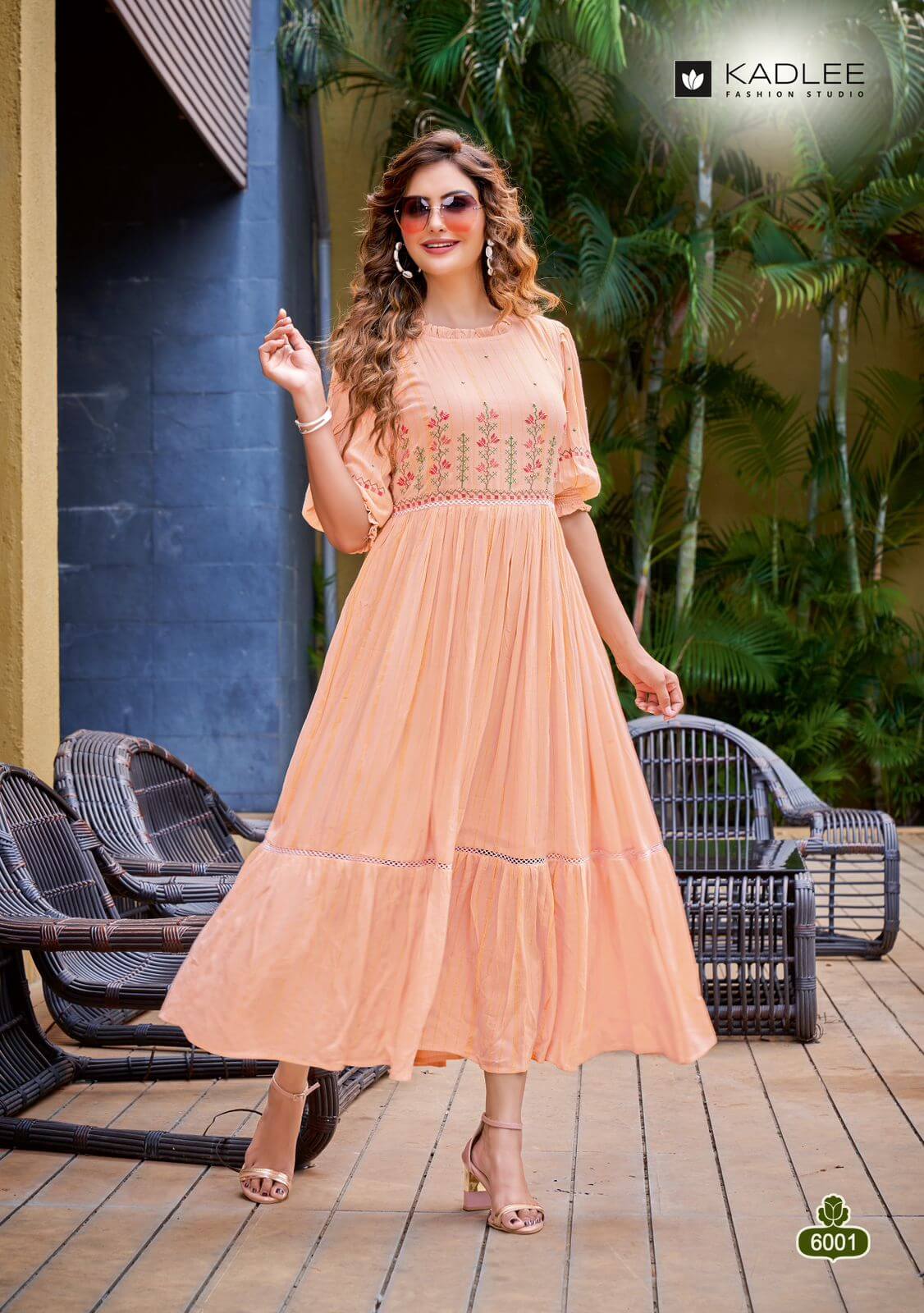 Kadlee Jennifer Rayon Wrinkle Fabric Gown Kurti Catalog, Buy Kadlee Jennifer Rayon Wrinkle Fabric Gown Kurtis Full Catalog at Wholesale Price Online