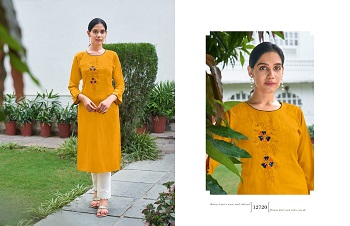 Kalaroop Broccoli vol 2 Italian Rayon Fabric Ladies Top Wholesale Catalog, Broccoli vol 2 is 7 Pieces Wholesale Kurtis of Italian Rayon With Fancy Hand Work