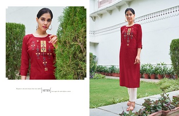 Kalaroop Broccoli vol 2 Italian Rayon Fabric Ladies Top Wholesale Catalog, Broccoli vol 2 is 7 Pieces Wholesale Kurtis of Italian Rayon With Fancy Hand Work