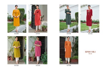 Kalaroop Broccoli vol 2 Italian Rayon Fabric Ladies Top Wholesale Catalog, Broccoli vol 2 is 7 Pieces Wholesale Kurtis of Italian Rayon With Fancy Hand Work