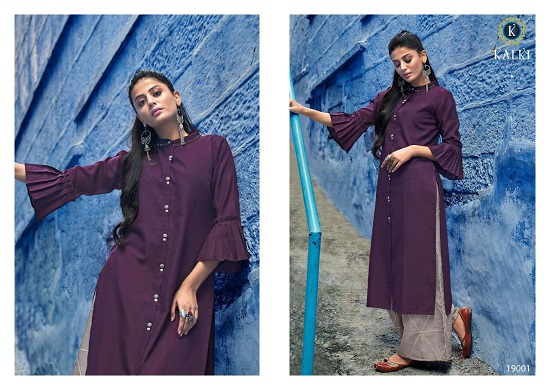 Kalki Fashion Mirow vol 5 kurtis with plazzo wholesale catalogue. Mirow vol 5 pure ruby cotton kurtis with plazzo at best wholesale price online.