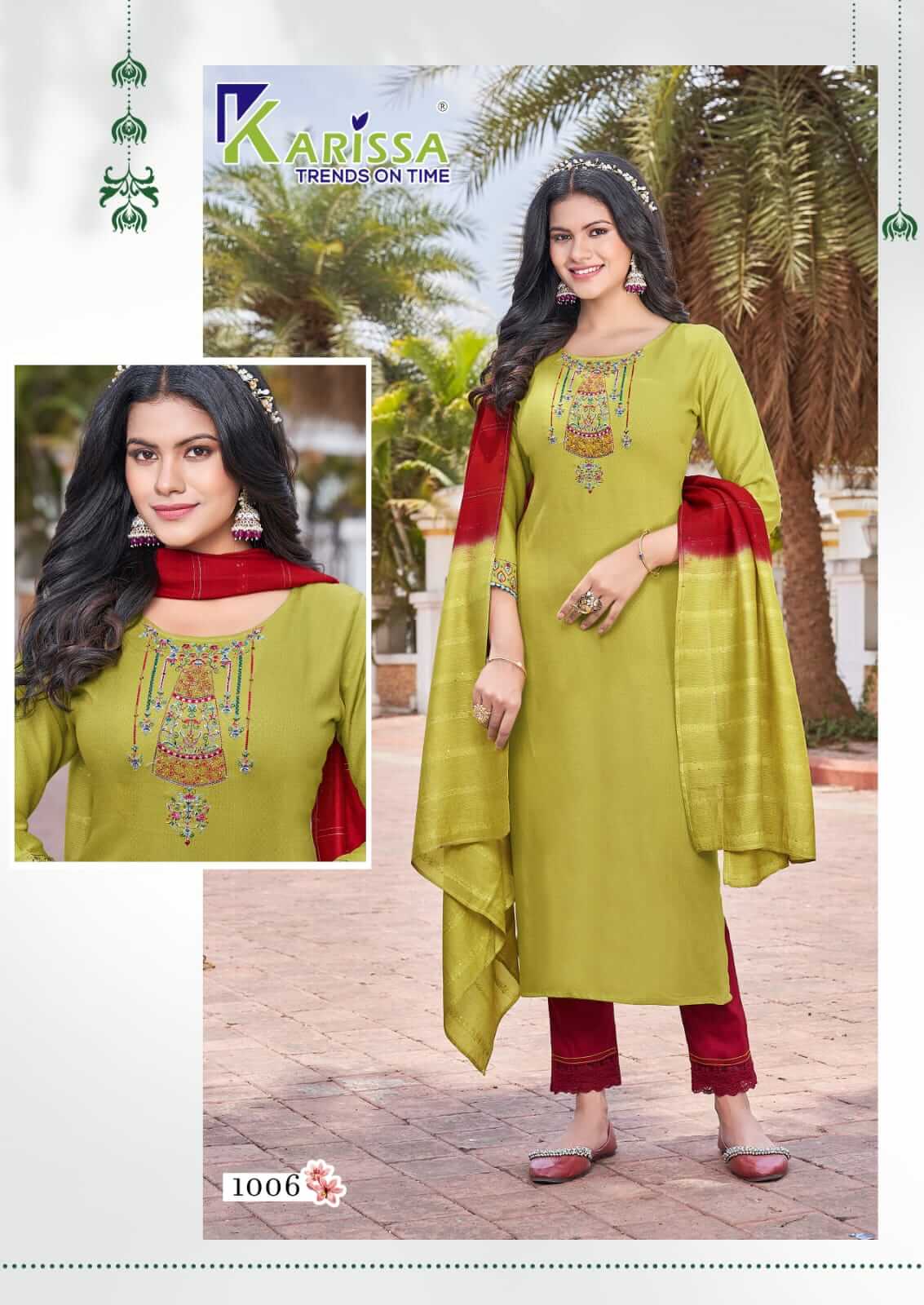 Karissa Kashvi Ladies Top Bottom Dupatta Set Catalog in Wholesale, Buy Karissa Kashvi Ladies Top Bottom Dupatta Set Full Catalog in Wholesale Price Online From Aarvee Creation