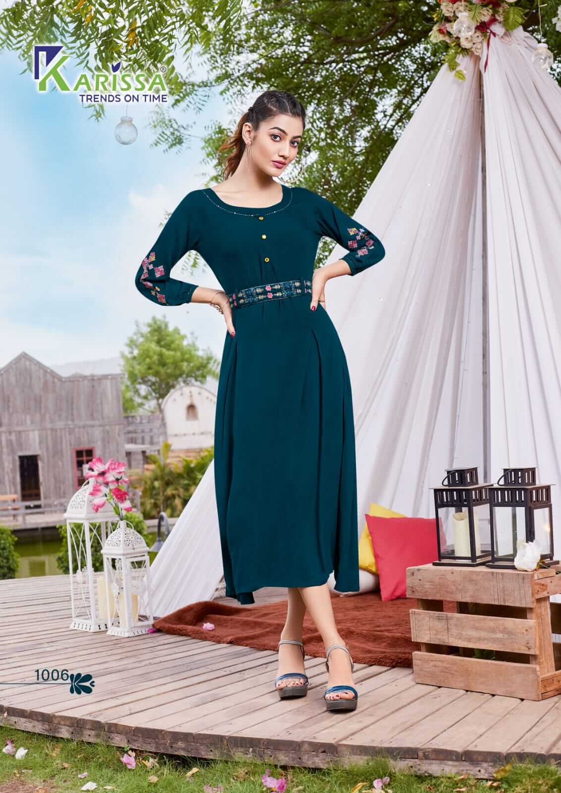 Karissa Kesariya Gown Style Kurti Catalog, Buy Karissa Brand Kesariya Gown Style Kurtis Full Catalog at Wholesale Rate