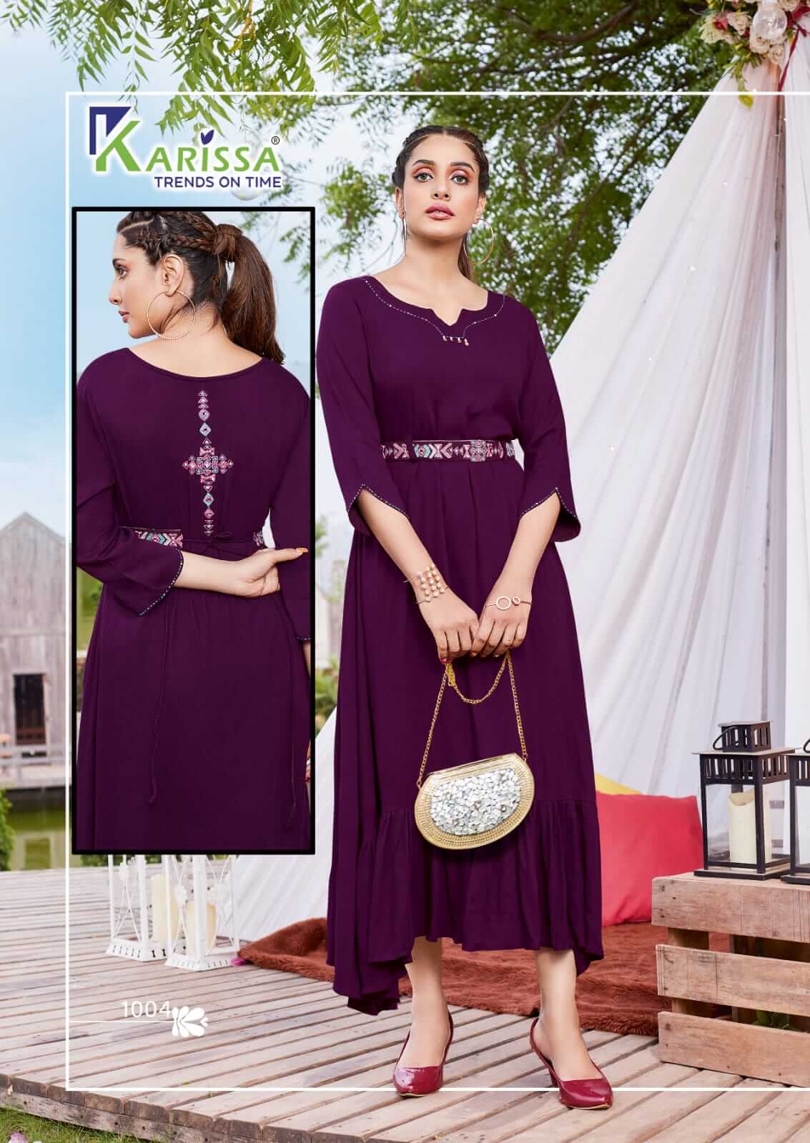 Karissa Kesariya Gown Style Kurti Catalog, Buy Karissa Brand Kesariya Gown Style Kurtis Full Catalog at Wholesale Rate