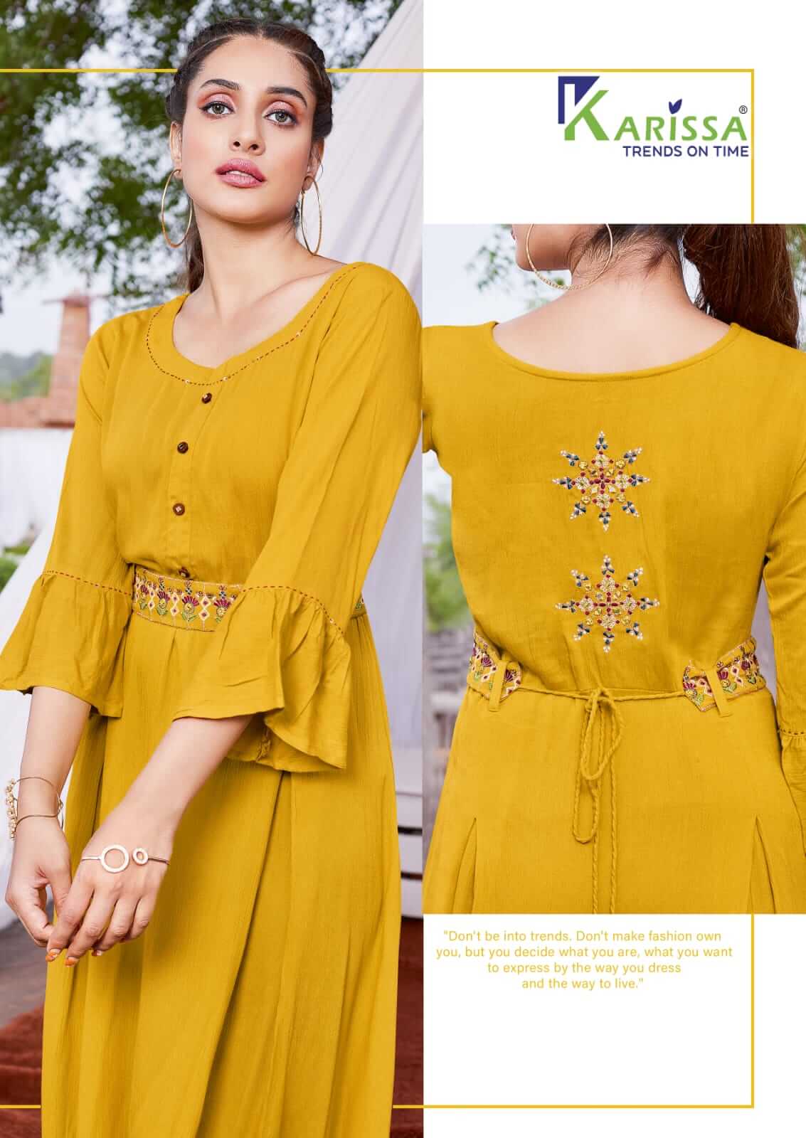 Karissa Kesariya Gown Style Kurti Catalog, Buy Karissa Brand Kesariya Gown Style Kurtis Full Catalog at Wholesale Rate