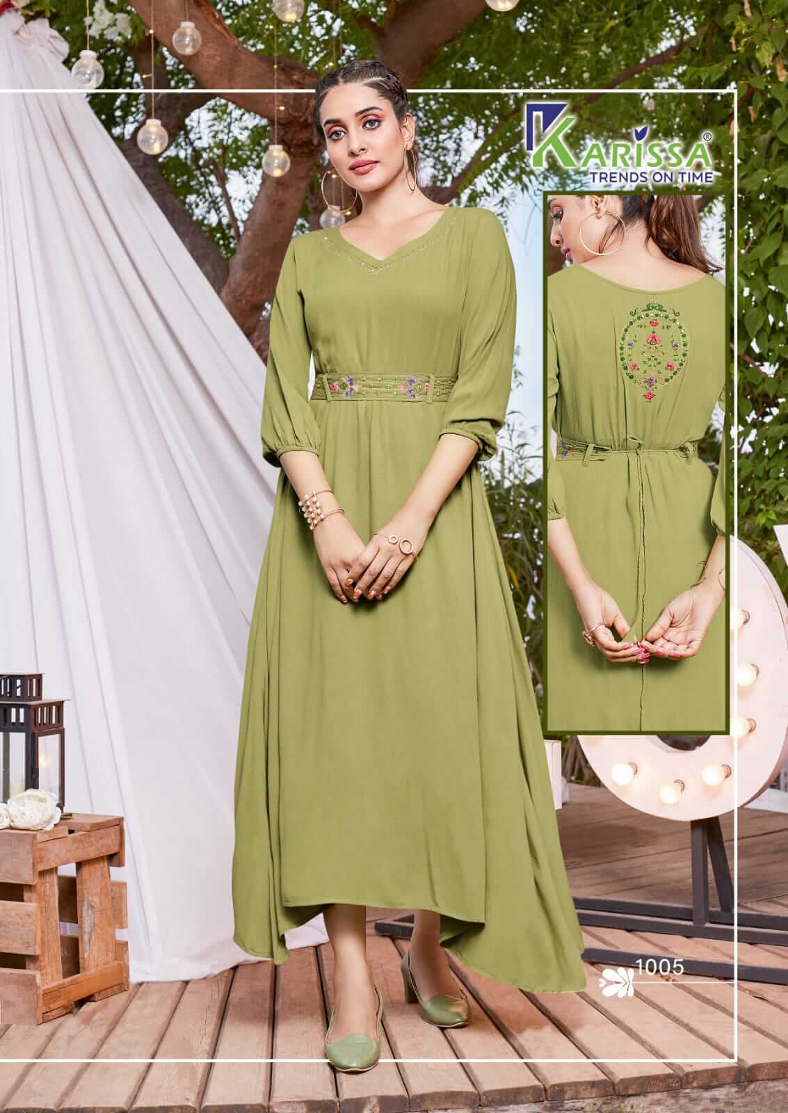 Karissa Kesariya Gown Style Kurti Catalog, Buy Karissa Brand Kesariya Gown Style Kurtis Full Catalog at Wholesale Rate