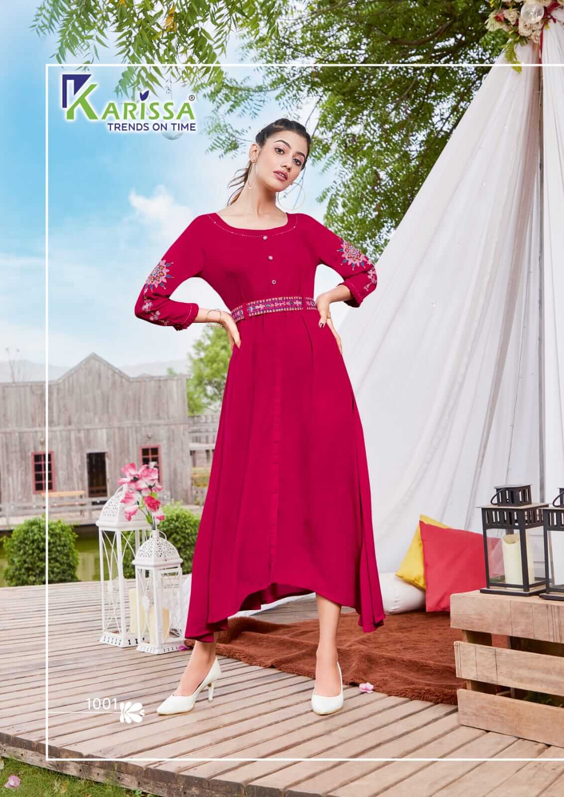 Karissa Kesariya Gown Style Kurti Catalog, Buy Karissa Brand Kesariya Gown Style Kurtis Full Catalog at Wholesale Rate