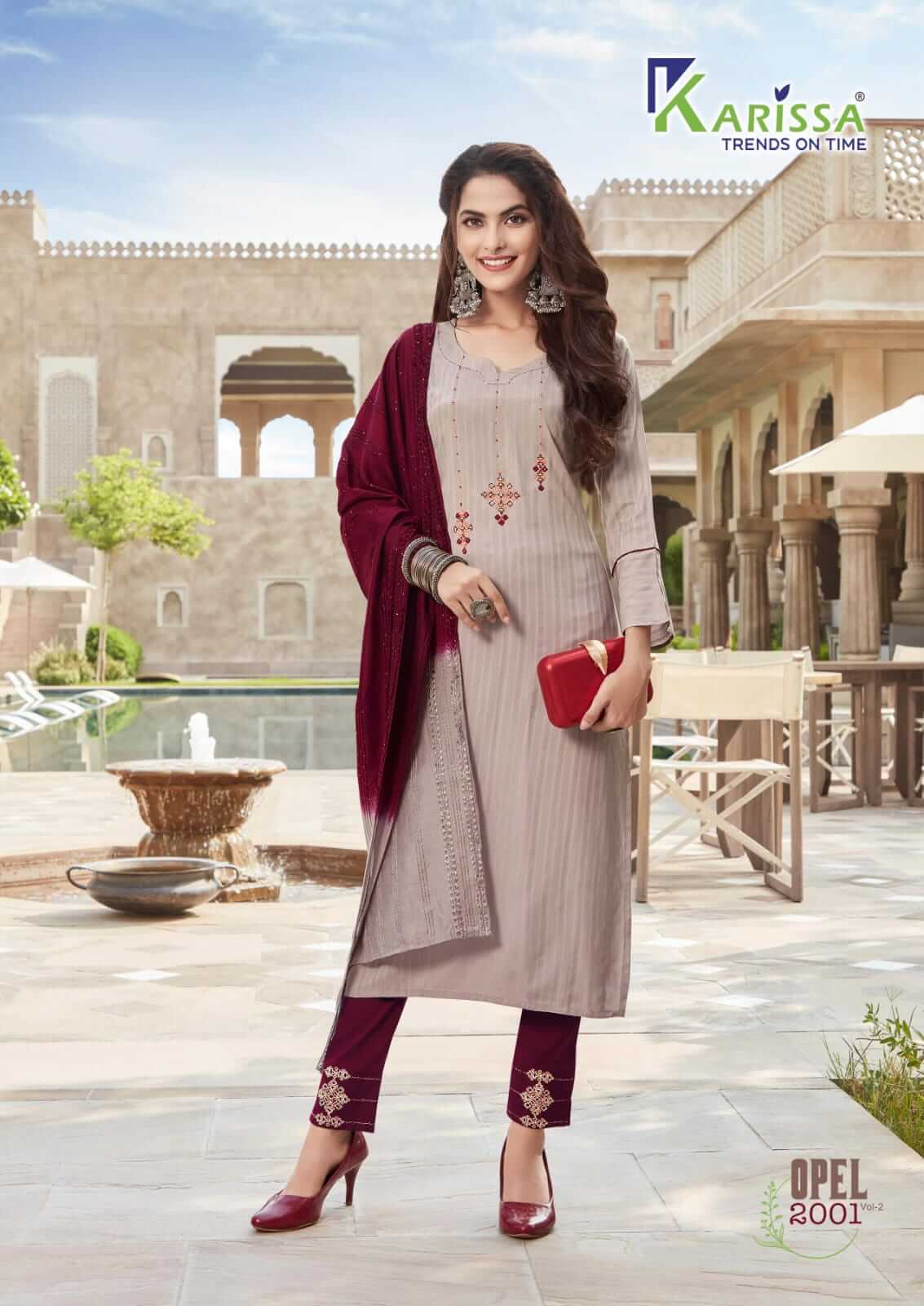 Karissa Opel vol 2 Kurti With Pant and Dupatta Wholesale Catalog, Purchase Karissa Opel vol 2 Kurti with Pant and Dupatta Full Catalog in Wholesale Price Online