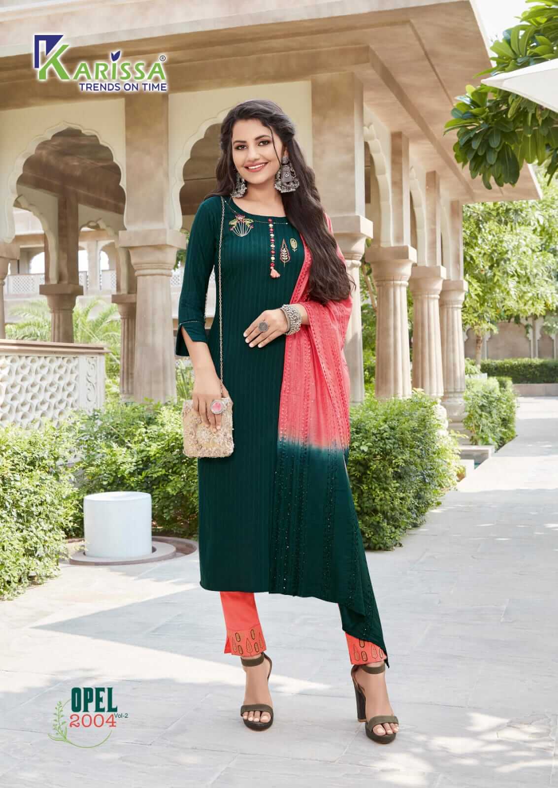 Karissa Opel vol 2 Kurti With Pant and Dupatta Wholesale Catalog, Purchase Karissa Opel vol 2 Kurti with Pant and Dupatta Full Catalog in Wholesale Price Online