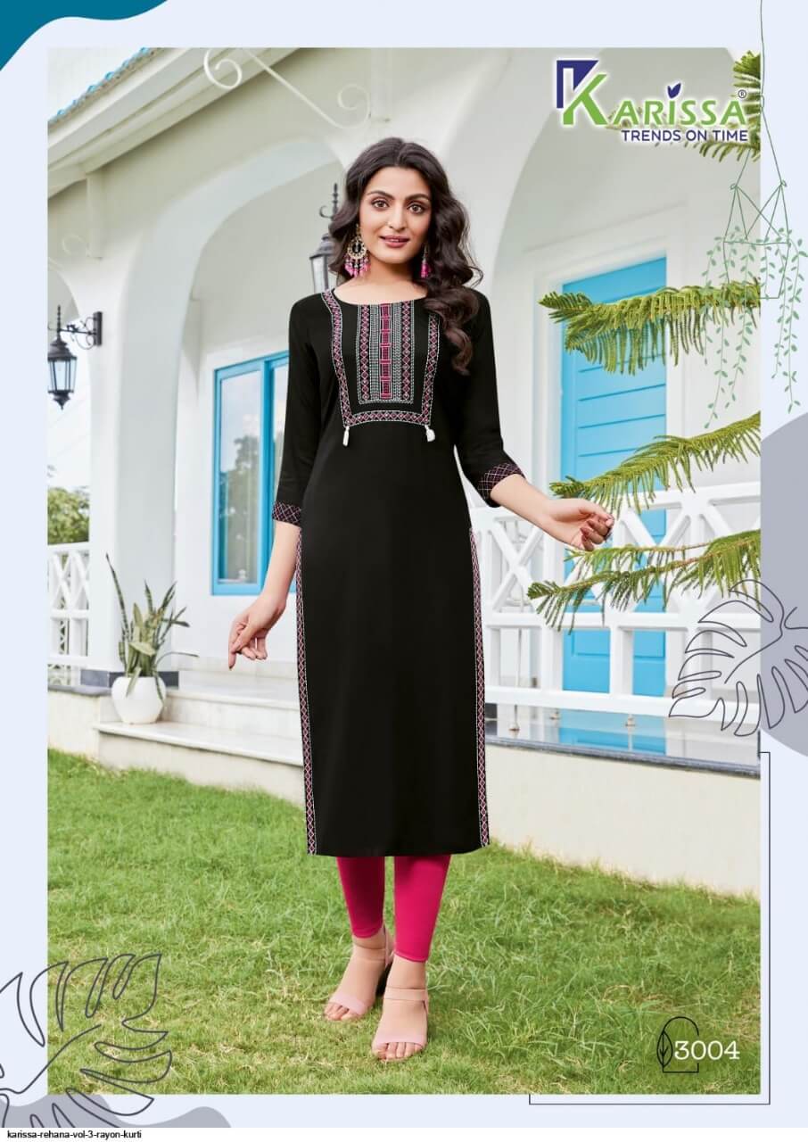 Karissa Rehana vol 3 Embroidery work Kurtis Catalog in Wholesale, Buy Karissa Rehana vol 3 Embroidery work Kurtis Full Catalog in Wholesale Price Online From Vadodara, Surat, Gujarat