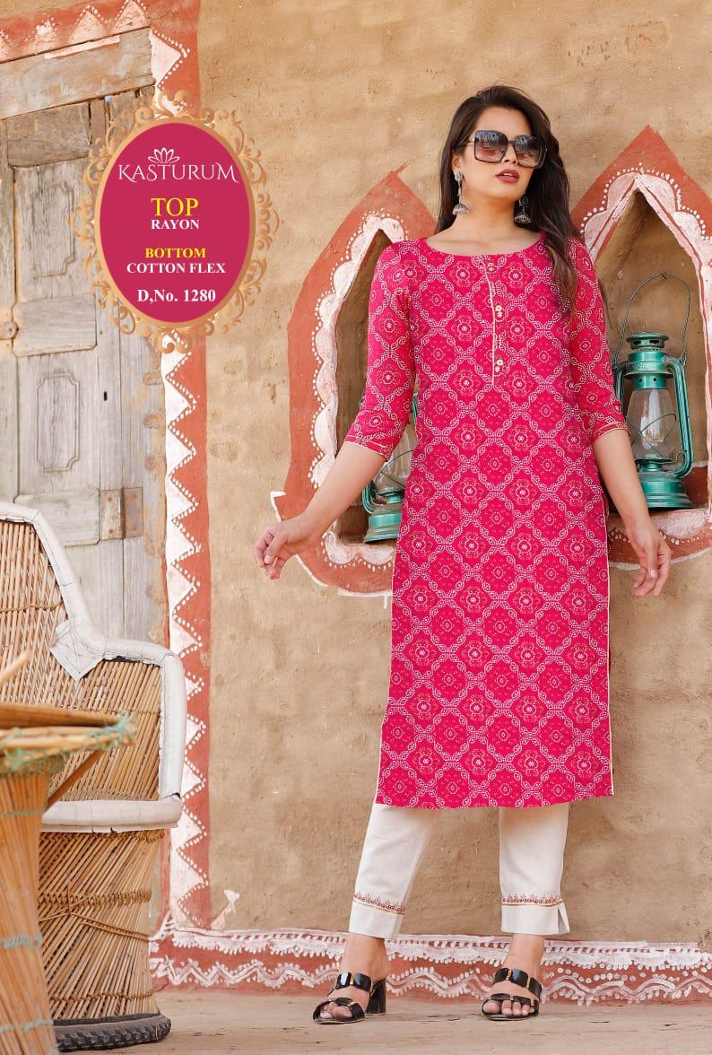 kasturam cotton kurti with pant wholesale collection 1297, Aarvee Creation