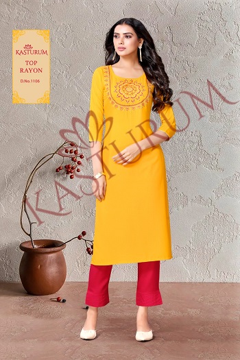 kasturam cotton kurti with pant wholesale collection 1297, Aarvee Creation