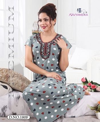 Volume 180 Ladies Nighty Wholesale Catalogue of Kavyansika Brand, Purchase Six Designs Hosiery Fabric Women Nighty In Wholesale Rate