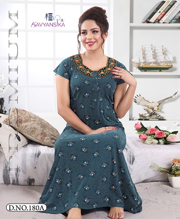 Volume 180 Ladies Nighty Wholesale Catalogue of Kavyansika Brand, Purchase Six Designs Hosiery Fabric Women Nighty In Wholesale Rate