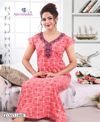 Volume 180 Ladies Nighty Wholesale Catalogue of Kavyansika Brand, Purchase Six Designs Hosiery Fabric Women Nighty In Wholesale Rate