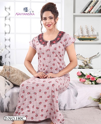 Volume 180 Ladies Nighty Wholesale Catalogue of Kavyansika Brand, Purchase Six Designs Hosiery Fabric Women Nighty In Wholesale Rate