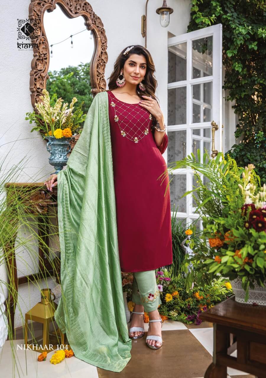 Kiana Nikhaar Top Bottom Dupatta Catalog in Wholesale, Buy Kiana Nikhaar Top Bottom Dupatta Full Catalog in Wholesale Price Online From Vadodara, Gujarat