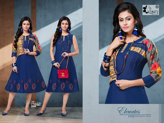 Kinti Anokhi vol 2 kurtis wholesale catalogue. Anokhi vol 2 Jacket pattern rayon kurtis catalog by Brand Kinti