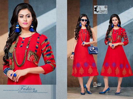 Kinti Anokhi vol 2 kurtis wholesale catalogue. Anokhi vol 2 Jacket pattern rayon kurtis catalog by Brand Kinti