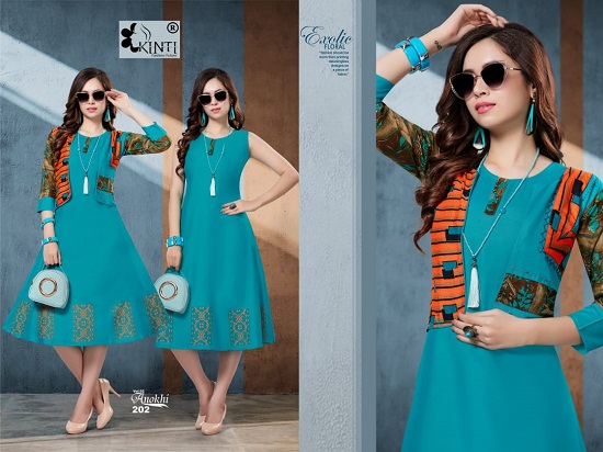 Kinti Anokhi vol 2 kurtis wholesale catalogue. Anokhi vol 2 Jacket pattern rayon kurtis catalog by Brand Kinti