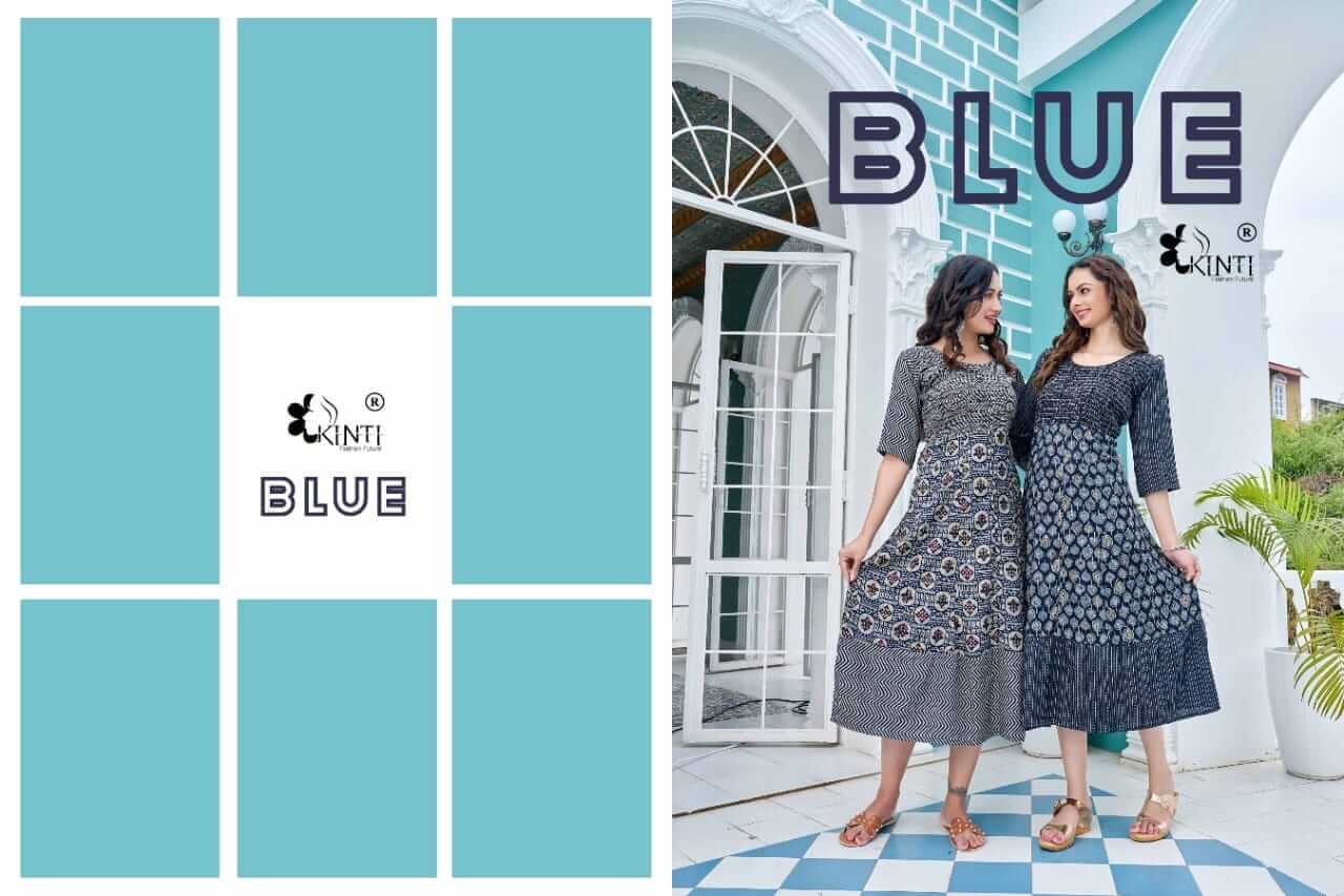 Kinti Blue Flaired Kurtis Catalog in Wholesale, Buy Kinti Blue Flaired Kurtis Full Catalog in Wholesale Price Online From Vadodara, Surat, Gujarat