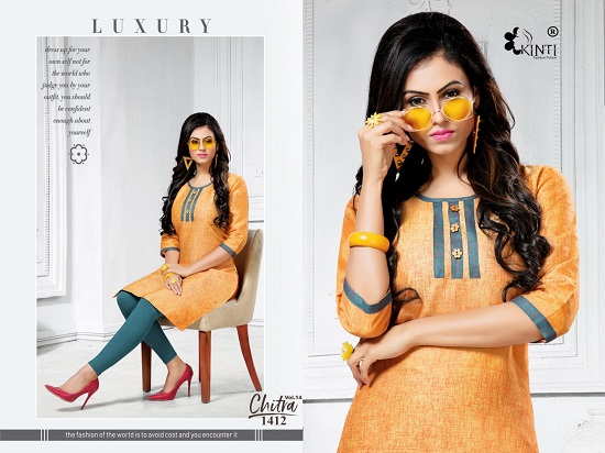 Kinti Kurtis Manufacturer Launches Chitra Vol 14 Low Range Kurtis Wholesale Catalogue Online. Kinti Chitra Two Tone Handloom Cotton Stitching Pattern And Fabric Short Kurtis Wholesale Bunch. Purchse Chitra Vol 14 Low Rate Kurtis In Wholesale Online For Reselling. Order Kinti Chitra Vol 14 Handloom Cotton With Two Tone Fabric Ready Made Ladies Kurtis Catalogue At Best Wholesale Rate Online