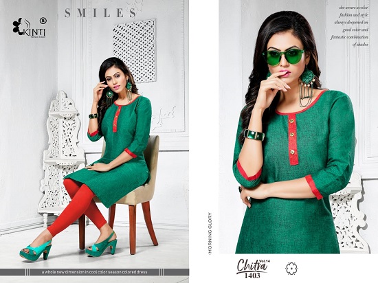 Kinti Kurtis Manufacturer Launches Chitra Vol 14 Low Range Kurtis Wholesale Catalogue Online. Kinti Chitra Two Tone Handloom Cotton Stitching Pattern And Fabric Short Kurtis Wholesale Bunch. Purchse Chitra Vol 14 Low Rate Kurtis In Wholesale Online For Reselling. Order Kinti Chitra Vol 14 Handloom Cotton With Two Tone Fabric Ready Made Ladies Kurtis Catalogue At Best Wholesale Rate Online