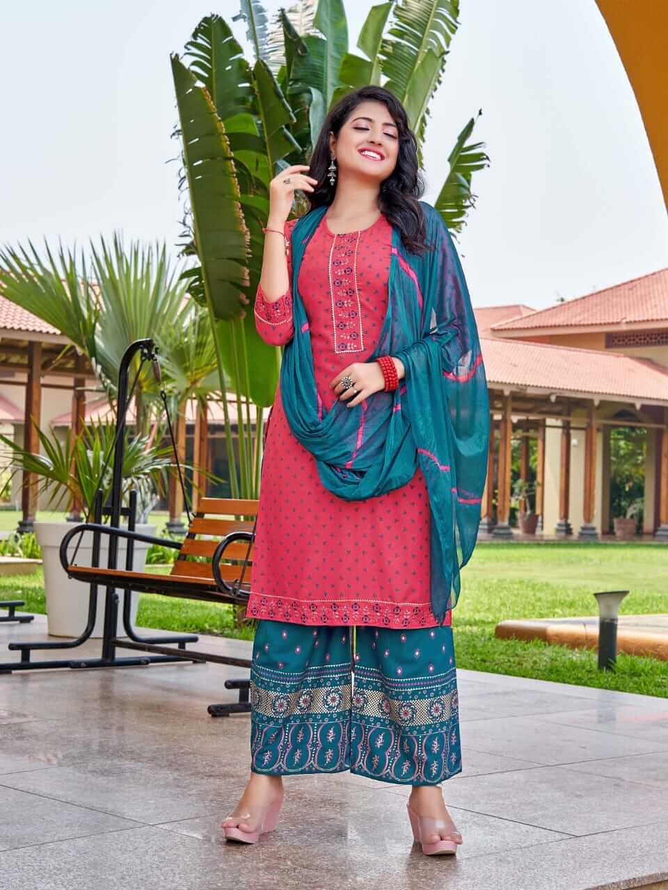 Kinti Chunri Kurti Plazzo Dupatta Set Catalog, Buy Kinti Chunri Kurti Plazzo Dupatta Set Full Catalog at Wholesale Rate