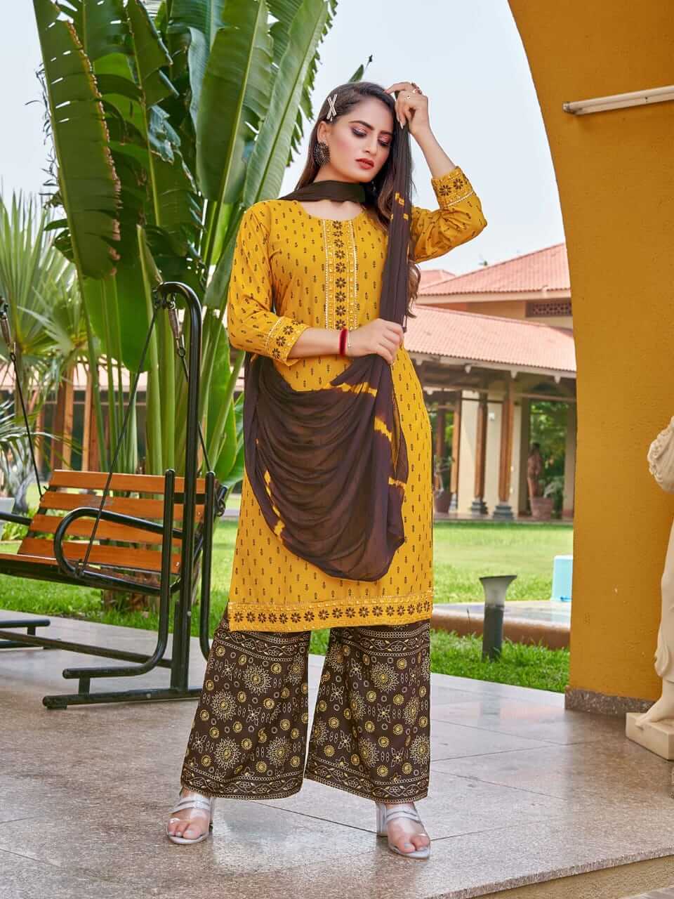 Kinti Chunri Kurti Plazzo Dupatta Set Catalog, Buy Kinti Chunri Kurti Plazzo Dupatta Set Full Catalog at Wholesale Rate