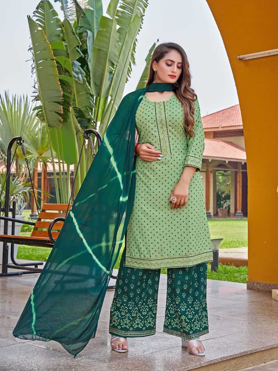 Kinti Chunri Kurti Plazzo Dupatta Set Catalog, Buy Kinti Chunri Kurti Plazzo Dupatta Set Full Catalog at Wholesale Rate