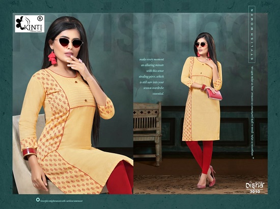 Handloom Cotton Kurtis wholesale catalogue Disha vol 30 by Brand Kinti. Kinti presents low price range handloom cotton print ladies kurtis catalogue Disha vol 30 for business.